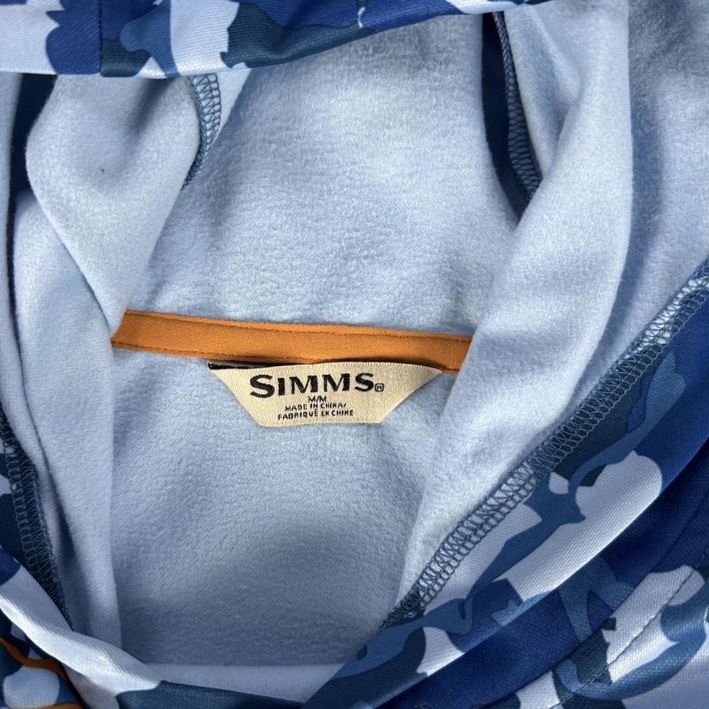 Simms Challenger Hoodie Mens Medium Blue Camo Performance Fishing Outdoor - Picture 6 of 8